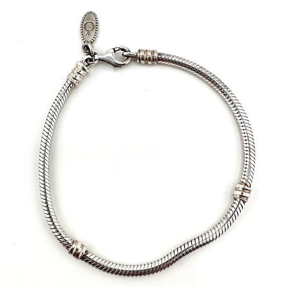 Pandora 925 Authentic Sterling Silver Snake Chain Charm 7” 12.8g Bracelet - Picture 4 of 9